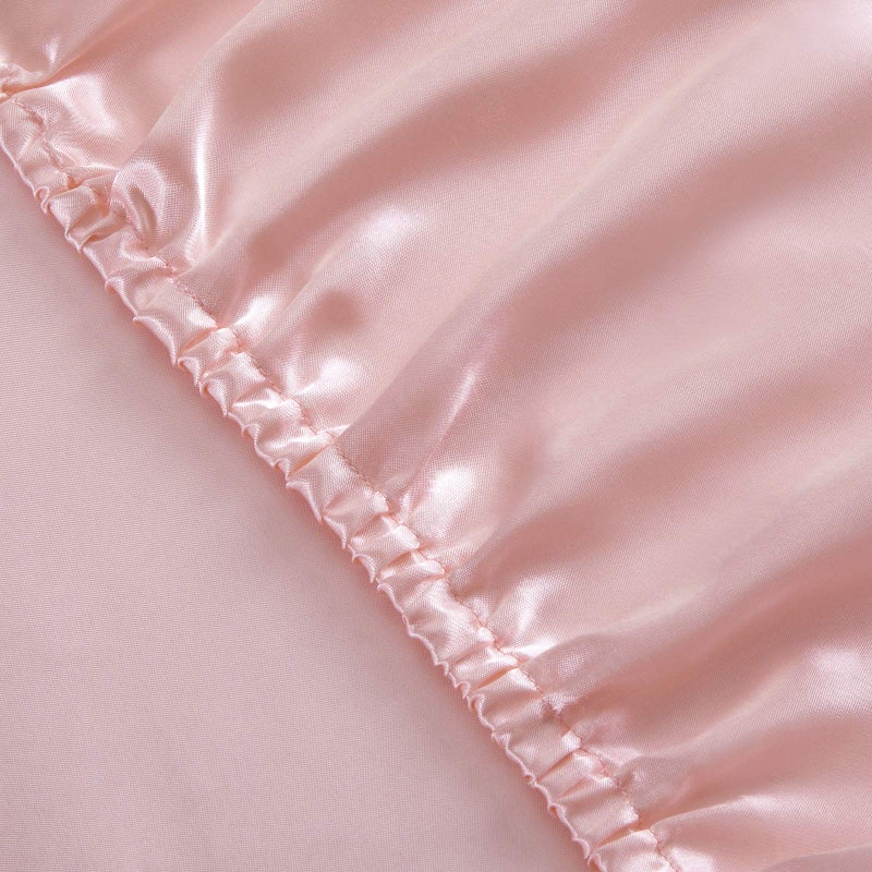 SiinvdaBZX 3-Piece Set Satin Twin Fitted Sheet & 2 Pillowcase  Blush Pink Silky Soft Fitted Bottom Sheet  Wrinkle Free  Fade Resistant  Deep Pocket Bed Sheet (Deep Up to 15"") - Image 5